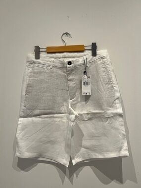 Mango NWT Men's White Linen Blend Shorts - Classic Summer Style